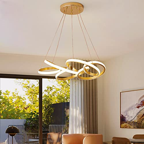 LED Pendelleuchte Dimmbar Mit Fernbedienung Hängelampe Esszimmer Lampe Höhenverstellbar Bürolampe Modern Design Deko Hängeleuchten Acryl-Schirm Kronleuchter Wohnzimmer Schlafzimmer Pendellampe,65cm