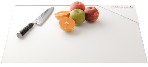 ALLboards Plaque de Protection en Verre Trempé Universel et Multifonction 60x52cm Blanc PREMIUM SUPERWHITE, Planche à Découper, Plateau en Verre