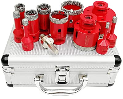 SHDIATOOL Diamond Drill Core Bits M14 Vacuum Brazed 6/8/10/12/20/25/28/35/45/50/68MM and HEX Shank Adapter with Aluminum Box