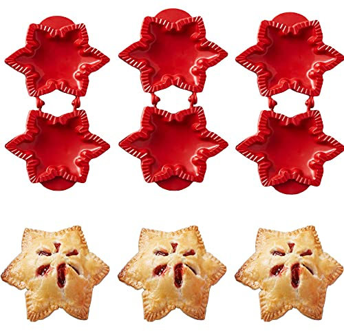 3PCS Christmas Cookie Moulds, One Press Fruit Fall Hand Pie Mold, Xmas Tree/Gloves/Star Pie Maker, Pie Crust Mold, Mini Pie Cutter, Dough Press Mold Tool for Baking, Pocket Pie Molds - Star