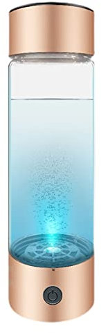 Ionizador De Generador De Botella De Agua De Hidrógeno Con Inhalador Botella De Agua Hidrogenada USB Recargable Portátil 3 Minutos De Alta Concentración Copa De Energía Alcalina 420Ml ( Color : Gold )