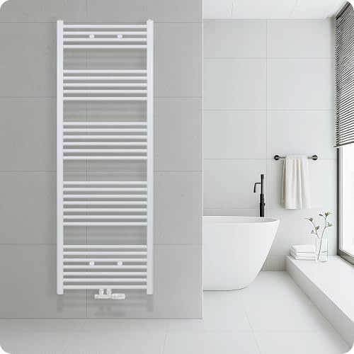 Belrad® Badheizkörper mit Mittelanschluss, Weiß | Moderner Handtuchheizkörper, Qualitätsstahl, Pulverbeschichtet, Wandmontagefähig & wasserbetrieben