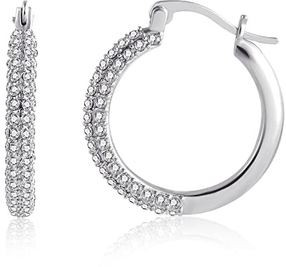 ASH'S CHOICE 14K Vergoldet Zirkono Ohrringe Silber 925 Creolen für Damen | Ohrringe Silber 925 Creolen Glänz Klein Creolen mit Zirkon Strass Stein Herz Verdreht Dick Breit Chunky Klobig Ohrring Damen