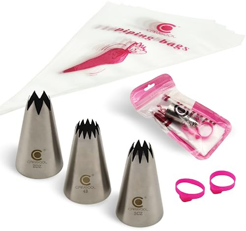 Cangool Spritztüllen Set Muster #2CZ #2DZ #4B - Professionelles Spritzbeutel Set mit vielfältigen Tüllen für kreative Kuchenverzierungen