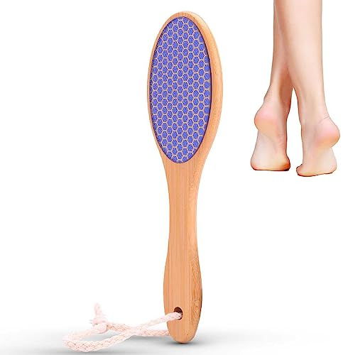 SUGERU®Neue 2 in 1 Nano Glas Hornhautentferner mit Bambusgriff - Nass & Trocken & schmerzlos | glass shaver,rasierstein | Professionelle Fußpflege sicher schnell zur Hornhautentfernung auf Füßen (A)