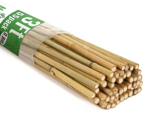 SWANGSA Bambusstäbe für Pflanzen, 90 cm, Bambusstäbe für Gartenpflanzen, Stäbe für Tomaten, Bohnen, Blumen, Topfpflanzen, Kletterpflanzen für drinnen und draußen, 55 Stück