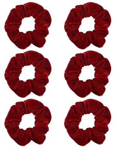EUPSIIU 6 Stück Haarringe für Damen, Scrunchies, Haargummis Seide Scrunchies Satin, Zopfgummis, Pferdeschwanzhalter, Haarband aus Seide, Mehrweg, Haarschmuck für Mädchen Damen (Rot)