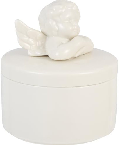 Amosfun 2pcs Ceramic Jewelry Box with Lid, Small White Porcelain Ring Holder, Dressing Table Decorative Jewelry Storage Jar, Bathroom Organizer for Necklaces, Earrings (8x8cm)