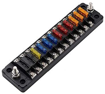 Sicherungskasten 12-Wege DC12V-32V Kfz-Klingenblockhalter Weg Schraube Mutter Klemme Sicherungskastenhalter for Auto LKW Fahrzeug Marine Boot Ersatzsicherung