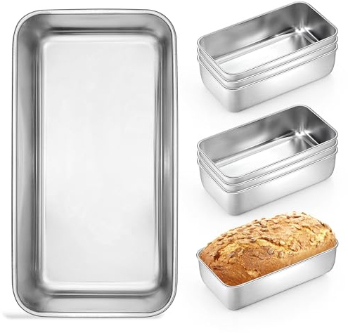 Onader Bread Loaf Pans Set of 8 Stainless Steel Deep Meatloaf Pan for Baking 9 x 5 Inch