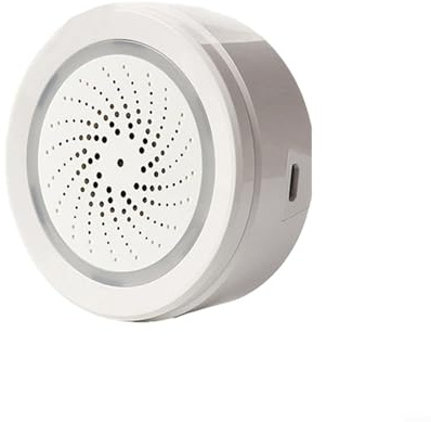 Hasaller Sirène WiFi pour Tuya Smart Siren Alarmes avec capteur de température et d'humidité Lumière stroboscopique 18 types d'alarme sonore pour application télécommande Sécurité domestique