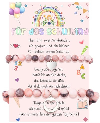 GGXDH Mutter Tochter Armband 2026 Einschulung Schulkind Geschenke Mädchen | Einstellbar Einschulungsgeschenke Partnerlook Mutter Tochter Geschenke zur Schulanfang