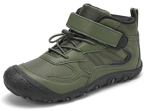 Wolidio Boys Winter Boots Kids Hiking Shoes Girls Ankle Boots Hook and Loop Outdoor Walking Climbing Green Toddler 9