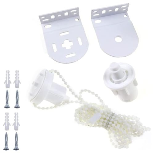 PMTFUMY 12pcs Roller Blind Repair Kit - 32mm White Fittings and Accessories | Replacement Brackets With Beaded Chain for Curtain Rods