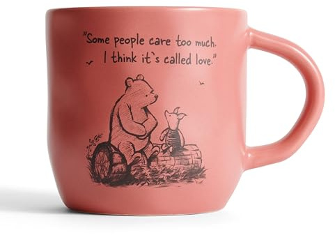 Fyrklövern Winnie Puuh Kaffeetasse Disney, 300 ml, Steinzeug, Spülmaschinenfest, Seidenmatte Glasur, inkl. Geschenkbox, Rot