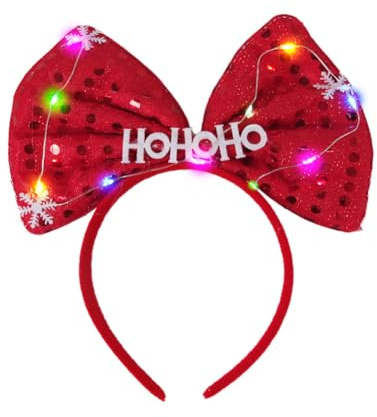 Weihnachts Stirnband mit LED Weihnachtsbaum Geweih Haarreif Weihnachts Santa Kopfschmuck Weihnachtsgeweih Haarbänder mit LED Weihnachtsmann Kopfbedeckung Geweih Stirnband Kopfbedeckung mit LED
