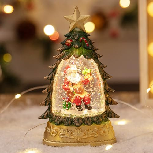 Weihnachts Schneekugel Laterne, Schneelaterne Weihnachtskerze, Vintage Weihnachten Schneekugel Weihnachtslaterne mit Schneegestöber, LED Schneekugel Nachtlicht für Weihnachtsdeko Weihnachten Deko (D)