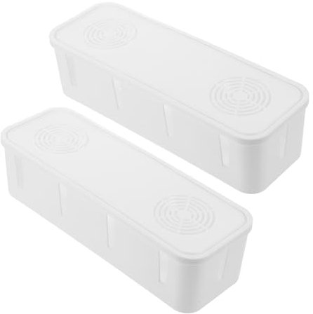 KONTONTY 2pezzi Scatola Portacavi Coperchio Per Gestione Dei Cavi Elettrici Organizer Per Cavi in Plastica Antigraffio Custodia Per Sistemazione Dei e Ciabatte Bianco