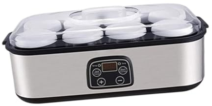 MagiDeal Yogurtiera elettrica in acciaio inossidabile multifunzionale professionale a basso rumore fai da te con 8 vasetti di yogurt macchina automatica per