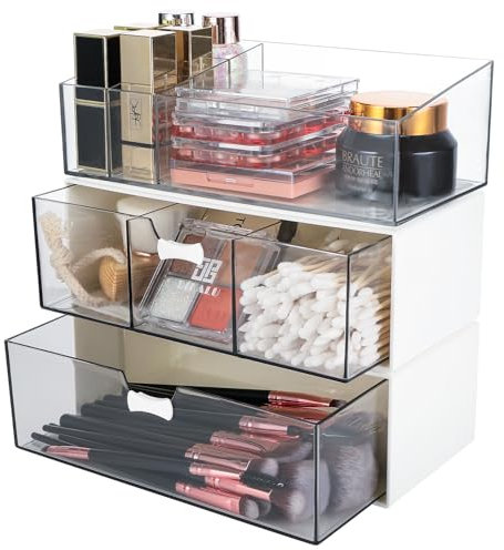 Schubladen-Kosmetik-Organizer – Stabil, Erweiterbar, Mit Fächern für Lippenstifte & Kosmetika – Perfekt Für Schlafzimmer, Bad & Schminktisch