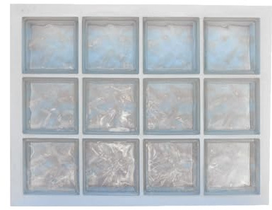 Panel prefabricado con cemento hidrófugado, uso vertical | N.12 bloques de vidrio (3x4) mm 190x190x80 ondulado transparente | Dimensión 670X870 mm | Unidad de venta: 1 panel