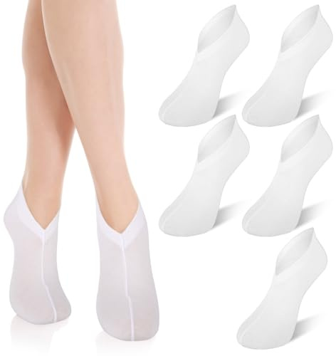 10-Pack White Spa Cotton Socks, Reusable Hydrating Socks, Cotton Blend Breathable Foot Mask Sleeves for Dry, Cracked Feet Relief, Overnight Moisturizing Foot Care, Home SPA Therapy