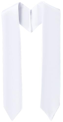 CABODYALS 1.8M Long White Satin Graduation Sash Sublimation Honor Plain Grad Blank Stoles Unisex Smooth Silk Soft Shawl Classic End Sashes for Adults Academic Choral Ceremony Graduations Society