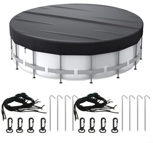 CWOQOCW Swimming Pool Cover, Round Solar Pool Covers 210D Oxford Cloth Garden Above Ground Inground Pools Cover Protector With Drawstring(15FT)