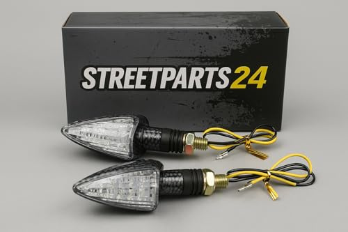 LED Blinker Set E-geprüft Carbon Optik M8 Gewinde passend für Roller, Moped, Motorrad, Quad 12V