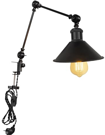 FSLiving Retro Klemmleuchte,1 Packung Leselampe mit 2,5 m Kabel, Dimmbar Nachttischlampe,Augenpflege Schreibtischlampe für Büro Heimgebrauch, E27 Lampenhalterung DZ0143