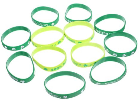 WESIEVYA 12 Teiliges Armband, Irische Armbänder Für Frauen, Silikonarmbänder, St. Patricks Day Armbänder, St. Patricks Day Silikonarmbänder, Urlaubsarmbänder, Bedruckte