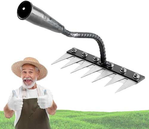 Rateau pour DéSherber avec Manche, Radeau De Desherbage Berthaus avec Manche pour Jardinage Et DéSherbage (7 Dents)