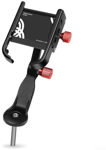 Lecreatekit Soporte de teléfono para bicicleta, aleación de aluminio, soporte para teléfono móvil, agujero reservado y puerto de carga sin botones de bloqueo (tipo A)