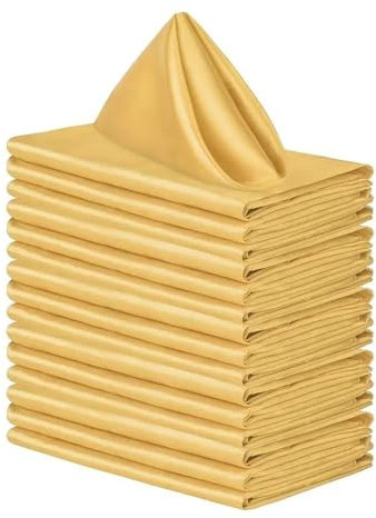 Servilletas de satén de 43 x 43 cm, 6 unidades, para decoración de mesa de servicio, toalla de cena, para boda, fiesta, hogar, hotel, Navidad, servilletas de mesa (dorado)