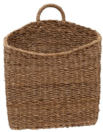 Arthur Cameron – Turag Handwoven Hanging Seagrass Basket – Minimalist Flat Rectangular Storage with Dipped Front, Perfect for Narrow Spaces in Kitchen, Bathroom, Bedroom, or Hallway