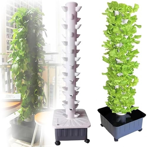 Torre idroponica, Kit per la Coltivazione idroponica e aeroponica, Dotato di Pompa di rifornimento dell'Acqua, Adattatore, Vaso a Rete, Timer per Frutta e Verdura