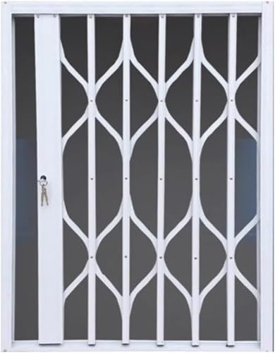 White Push-Pull Window Burglary Protection with Lock& Keys, Telescopic Window Guardrail Cover, Horizontal Kid's Room Theft Prevent Screen Devices(47x62in/119x157cm)
