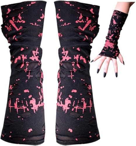 Ymxygz Handschuhe Für Damen, Fingerlose Armstulpen, Gothic, Zerrissenes Loch, Armhandschuhe, Y2k, Punk, Halbfinger, Halloween-Handschuhe Für Cosplay, Kostümparty