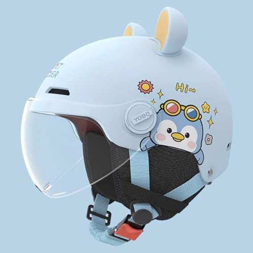 Casco Da Moto Jet, Casco Per Ciclomotore Per Bambini Omologato ECE 22.06, Casco Da Moto Per Bambini Con Visiera Parasole Per Ragazzi E Ragazze E,46-55cm