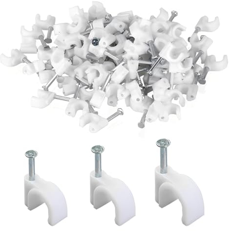 300 Piezas Bridas De Clavo En 3 Tamaños, Grapas Para Cables, Soportes Para Cables, Abrazaderas Con Puntas Insertadas, Para Cables Eléctricos (Blanco, 4mm, 6mm, 8mm)