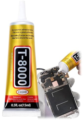 15ml T8000 Handy Display Kleber,Starker Flexibler Bastelkleber Wasserfest und Lackierbar, Schnellstrocknend für Holz Glas Keramik Metall Stoff,Starker Flexibler Bastelkleber Mehrzweckkleber