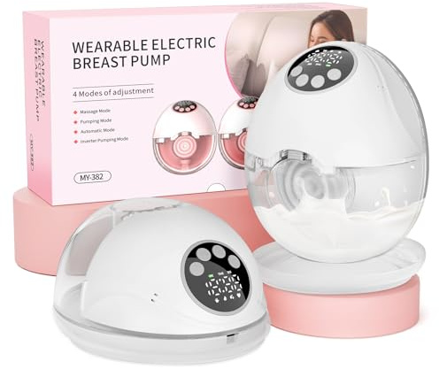 SeyYega Milchpumpe Elektrisch Tragbare Weiß (2 Packs) | Elektrische Milchpumpe Handsfree 4 Modi 12 Stufen mit 17/19/21 mm komfortabler Flansch mit Ersatzzubehör im Lieferumfang