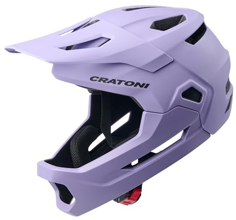 Cratoni Madcat Fullfacehelm cykelhjälm hakbygel S/M 49-56 MTB barnhjälm downhillhjälm (lavender)