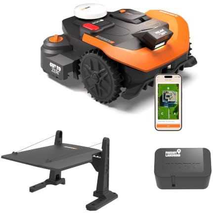 Worx Landroid Vision Cloud WR330E 2WD Mähroboter mit Garage und Find-My-Landroid-Modul, kabelloser Rasenmähroboter für bis zu 3 000 m², (KI-Hinderniserkennung, VSLAM + RTK-Cloud-Navigation)
