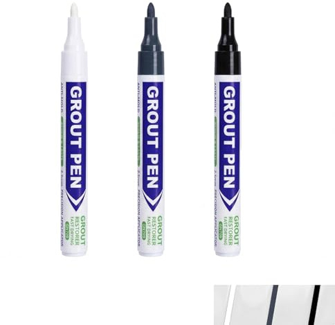 JOVYTH 3 Piezas, Rotuladores para Juntas Blanco, Gris Oscuro, Negro, Impermeables, Para Reparar Juntas Baño, Cocina, Suelo, 450 Metros, Kit Reparación