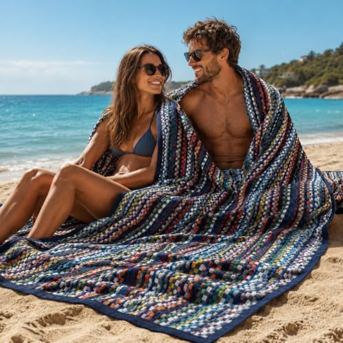 Betz Badetuch XXL Duschtuch Saunatuch Strandtuch 100% Baumwolle Karo BUNT 100x200cm