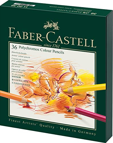 Faber-Castell 110038 Matite Colorate Polychromos, Set di 36 Matite Colorate Professionali in Studio Box, Set Matite da Disegno con Mina da 3,8 mm, Pigmenti Senza Acidi per una Varietà di Superfici