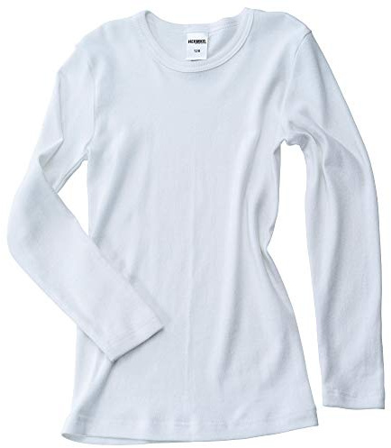 HERMKO 2830 Kinder Langarm Shirt aus 100% Bio-Baumwolle, Unterhemd für Mädchen und Jungen, Farbe:weiß, Größe:104