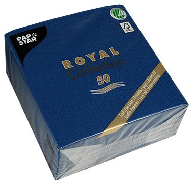 Papstar, 50 Servietten ROYAL Collection 1/4-Falz 33 cm x 33 cm dunkelblau, #82236