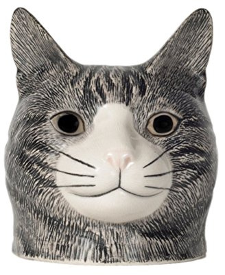 Quail Ceramics - Cat Face Egg Cup - Patience (silver/grey)